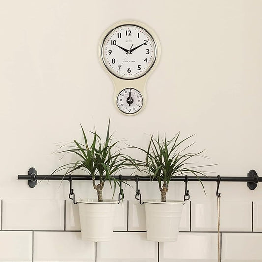 KITCHENTIME RETRO WALL CLOCK WITH TIMER CREAM