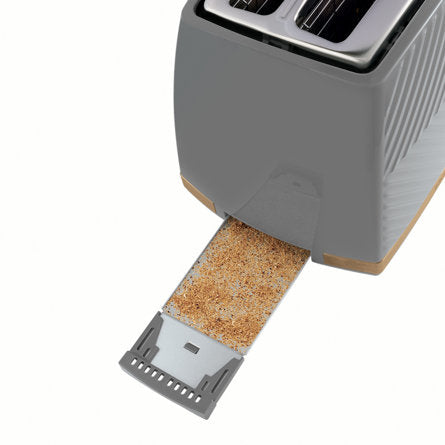 2 SLICE GROOVE TOASTER GREY W BRUSHED GOLD