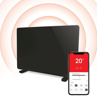 2000W Smart Glass Panel Heater Black