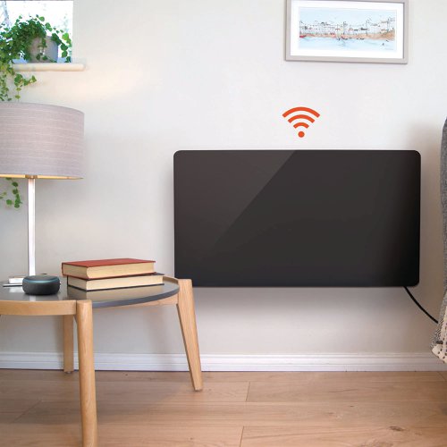 2000W Smart Glass Panel Heater Black