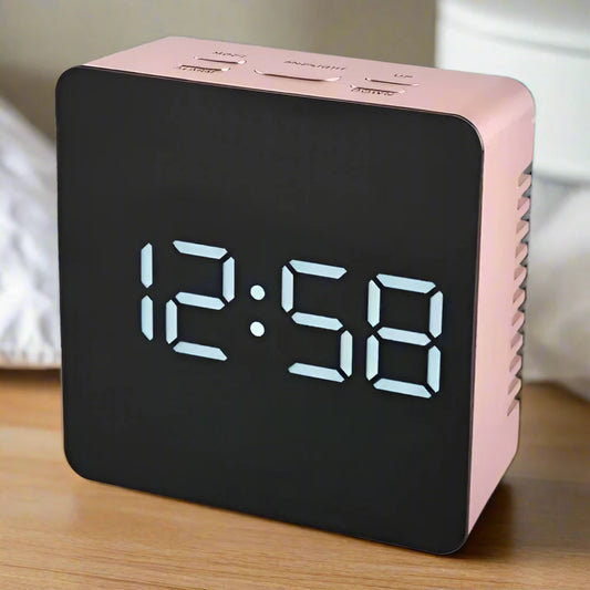 Lexington LED Cubed Alarm Clock - Rose Gold