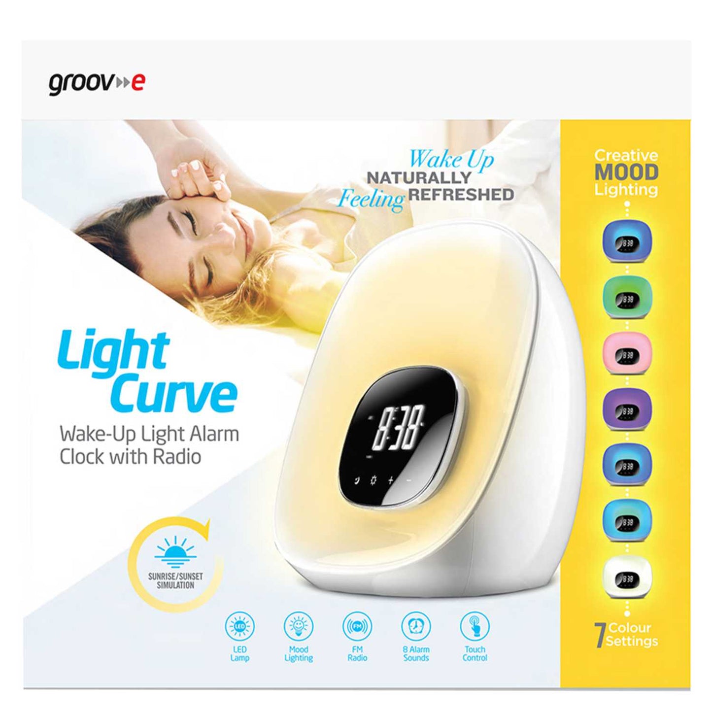 LIGHT CURVE WAKE UP LIGHT FM RADIO & ALARM CLOCK