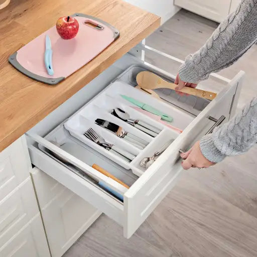 MINKY CUTLERY SORTER WHITE/GREY SLIDER