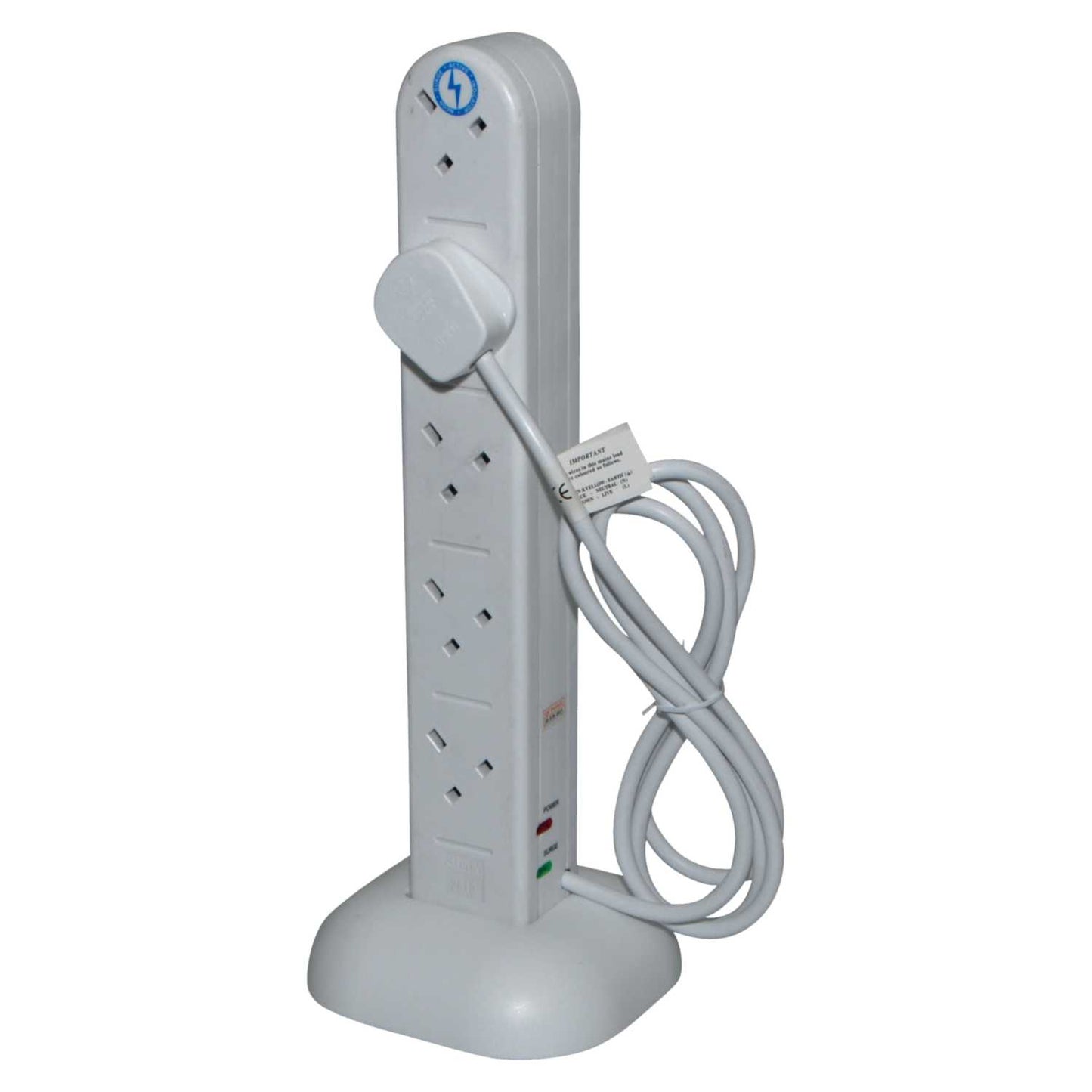13A 10 GANG 2M SURGE EXTENSION TOWER WITH NEON