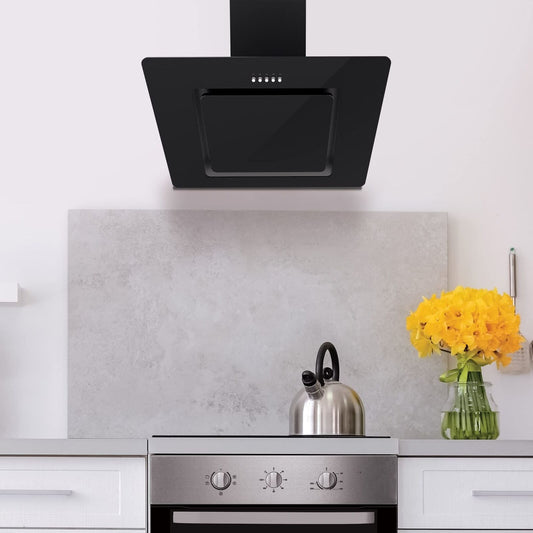 60CM ANGLED CHIMNEY COOKER HOOD BLACK GLASS
