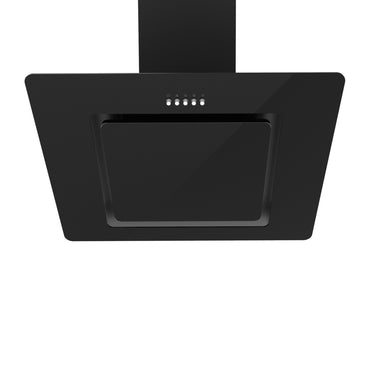 60CM ANGLED CHIMNEY COOKER HOOD BLACK GLASS