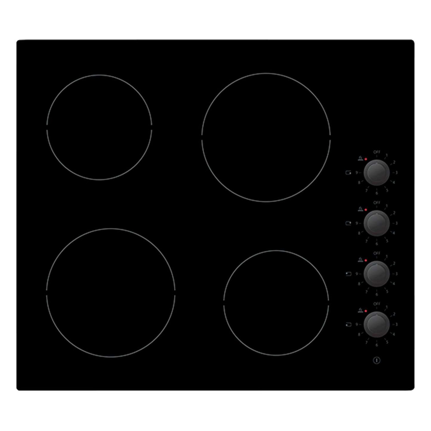 60CM 4 ZONE CERAMIC HOB WITH DIAL CONTROL BLACK