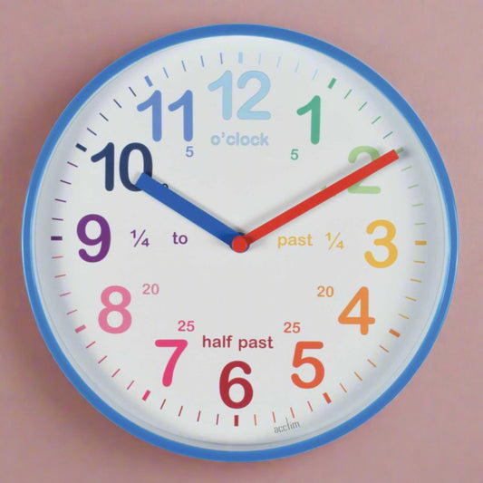 WICKFORD TIME TEACH WALL CLOCK BLUE