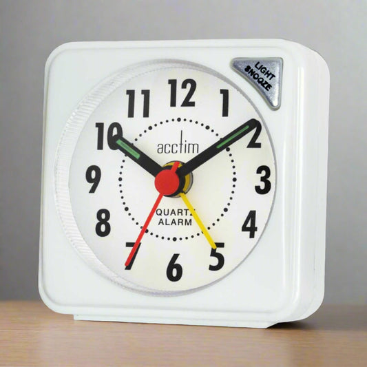 INGOT ANALOGUE ALARM CLOCK WHITE