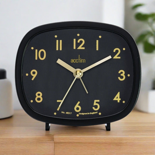 HILDA RETRO NON-TICKING ALARM CLOCK BLACK