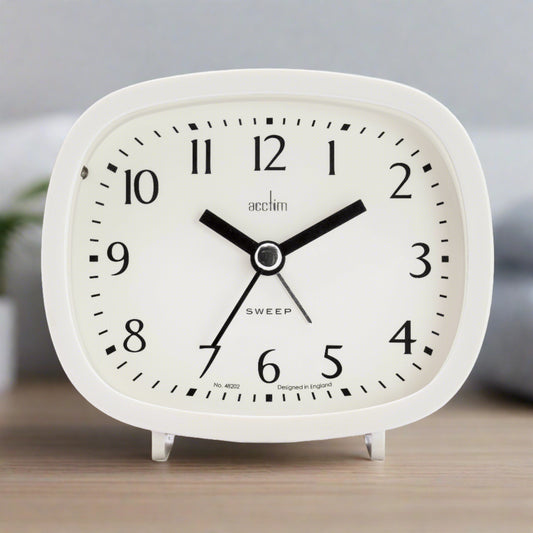 HILDA RETRO NON-TICKING ALARM CLOCK WHITE
