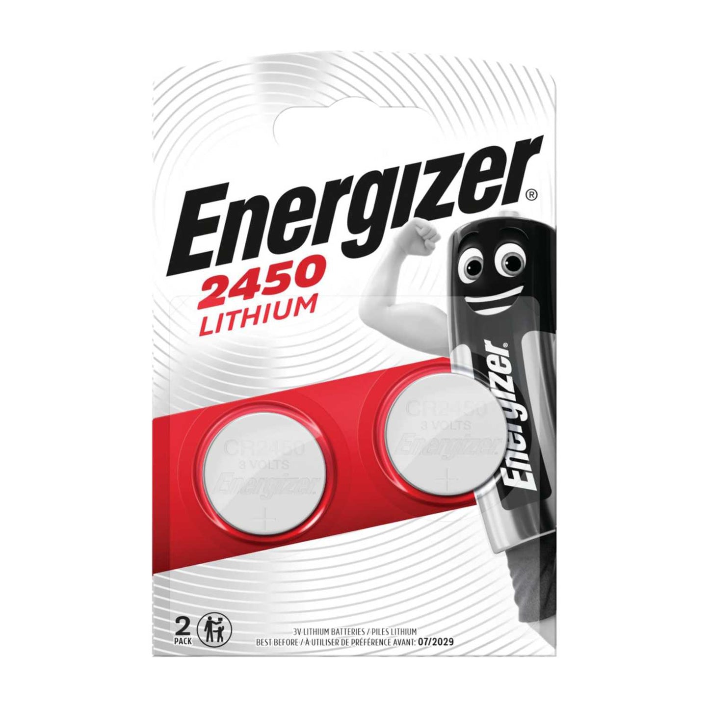 LARGE 3V LITHIUM CR2450 COIN CELL PK 2