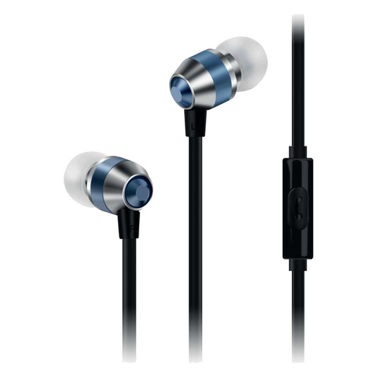 SMART BUDS METAL EARPHONES WITH REMOTE MIC BLUE