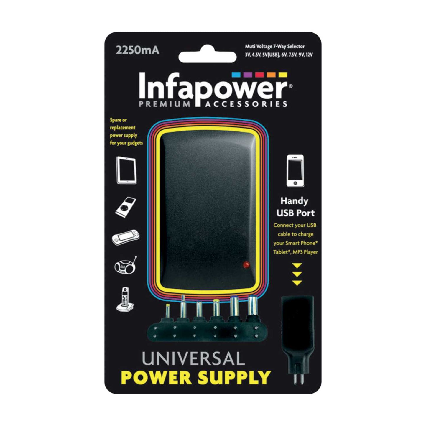 2250mA AC/DC 7 WAY UNIVERSAL POWER SUPPLY