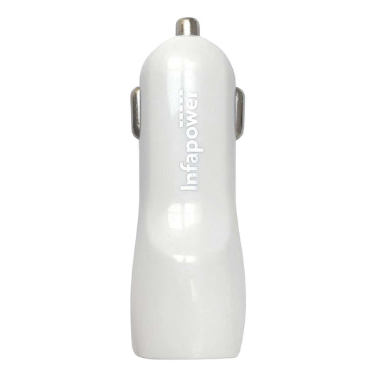 INFAPOWER 12-24V TWIN USB CAR CHARGER WHITE