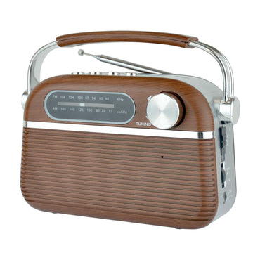 AM/FM VINTAGE PORTABLE RADIO WITH B/T WOOD