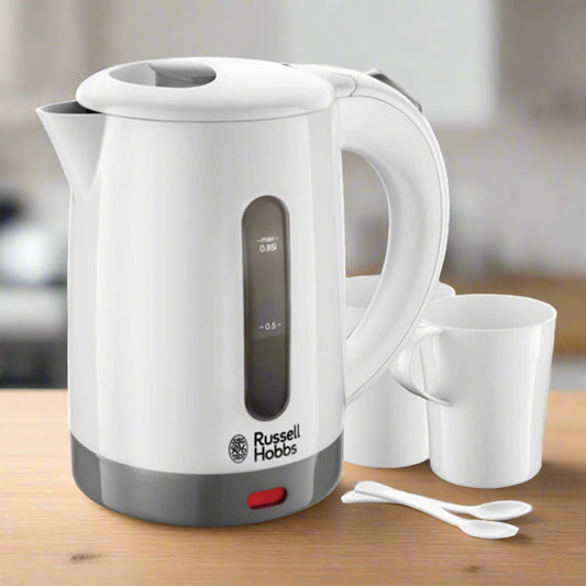 TRAVEL KETTLE WHITE WITH 2 MUGS