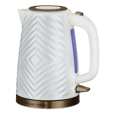 1.7L GROOVE KETTLE WHITE WITH BRUSHED GOLD