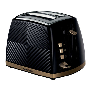 2 SLICE GROOVE TOASTER BLACK W BRUSHED GOLD