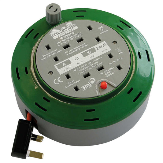 4 GANG 10AMP 10M MEDIUM CAS EXT REEL THERMO CUT