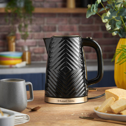 1.7L GROOVE KETTLE BLACK WITH BRUSHED GOLD