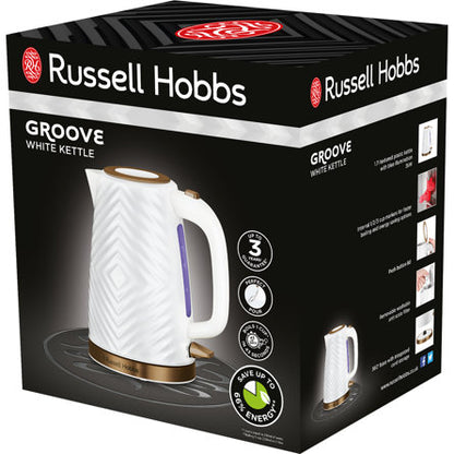 1.7L GROOVE KETTLE WHITE WITH BRUSHED GOLD