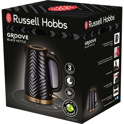 1.7L GROOVE KETTLE BLACK WITH BRUSHED GOLD