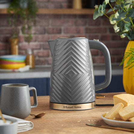 1.7L GROOVE KETTLE GREY WITH BRUSHED GOLD