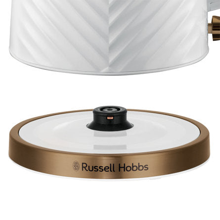 1.7L GROOVE KETTLE WHITE WITH BRUSHED GOLD