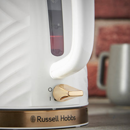 1.7L GROOVE KETTLE WHITE WITH BRUSHED GOLD