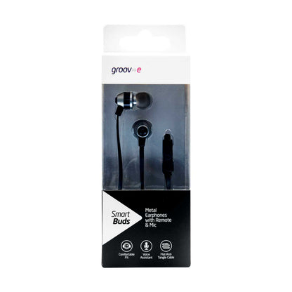 SMART BUDS METAL EARPHONES WITH REMOTE MIC BLACK