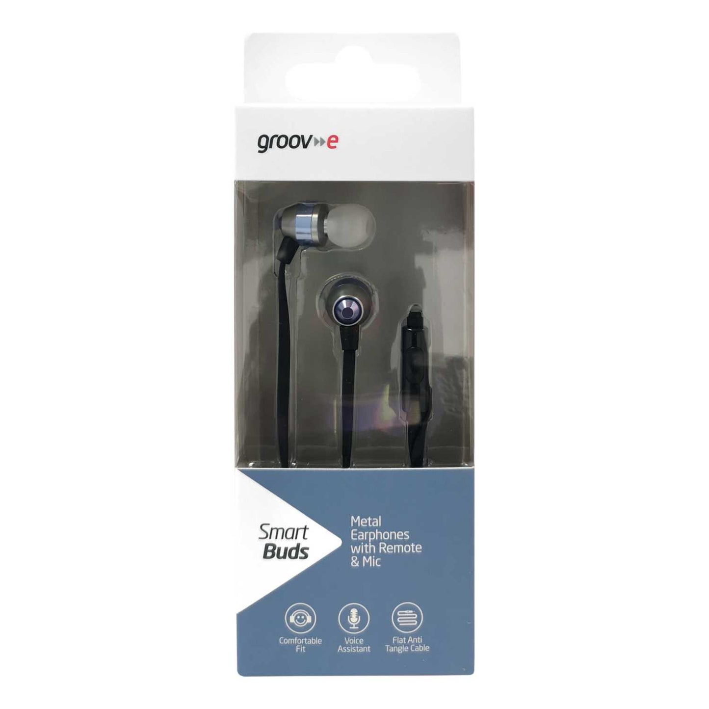 SMART BUDS METAL EARPHONES WITH REMOTE MIC BLUE