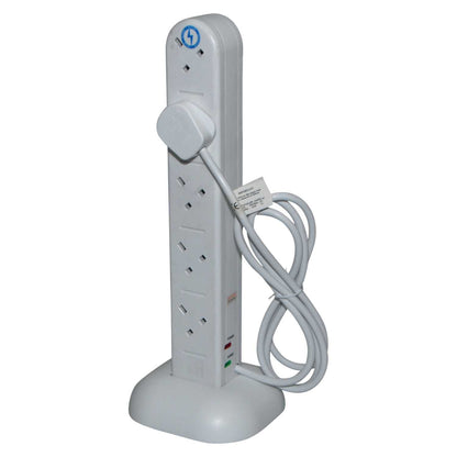 13A 10 GANG 2M SURGE EXTENSION TOWER WITH NEON