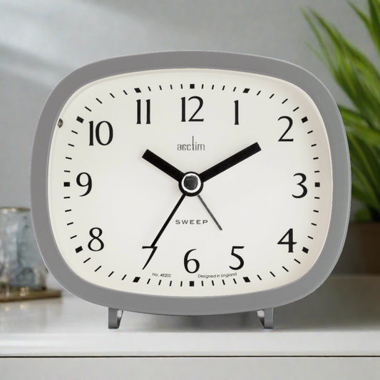 HILDA RETRO NON-TICKING ALARM CLOCK PIGEON GREY