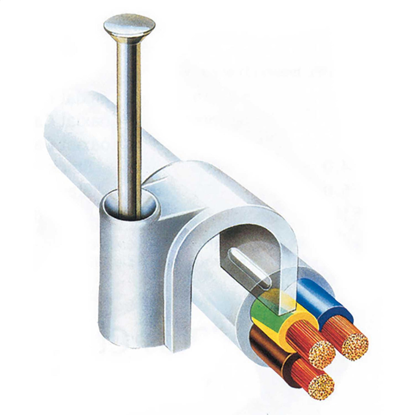 7MM ROUND CABLE CLIP WHITE PACK QTY 20
