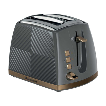 2 SLICE GROOVE TOASTER GREY W BRUSHED GOLD